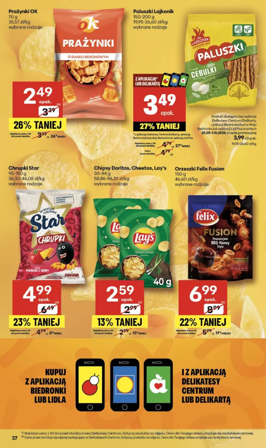 Gazetka promocyjna Delikatesy Centrum - Franczyza DC39 Czwartek - ważna 25.09 do 01.10.2025 - strona 37 - produkty: Dron, Fa, Felix, Fusion, Lajkonik, Orzeszki, Rum
