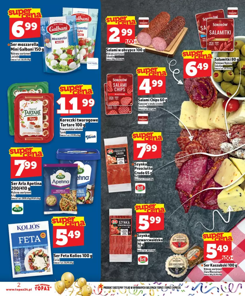 Gazetka promocyjna Topaz - Gazetka - ważna 27.12 do 31.12.2025 - strona 2 - produkty: Feta, Salami, Ser, Szynka