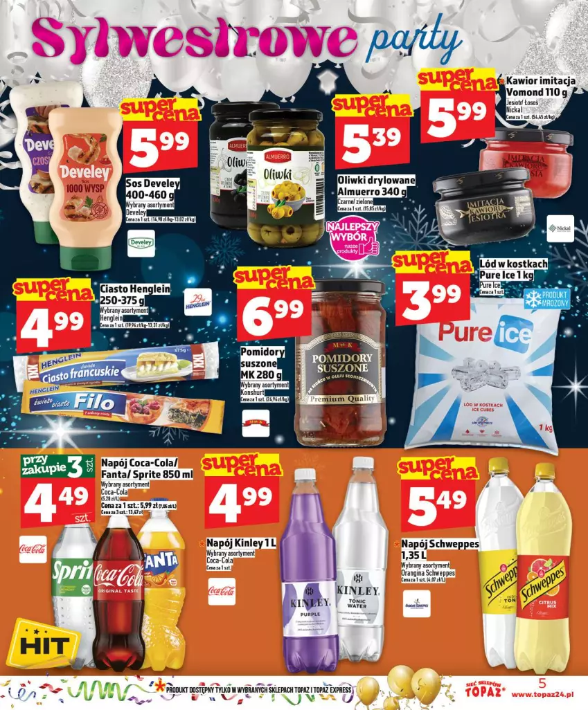 Gazetka promocyjna Topaz - Gazetka - ważna 27.12 do 31.12.2025 - strona 5 - produkty: Coca-Cola, Fa, Fanta, HP, Kawior, Napój, Pur, Schweppes, Sprite, Top