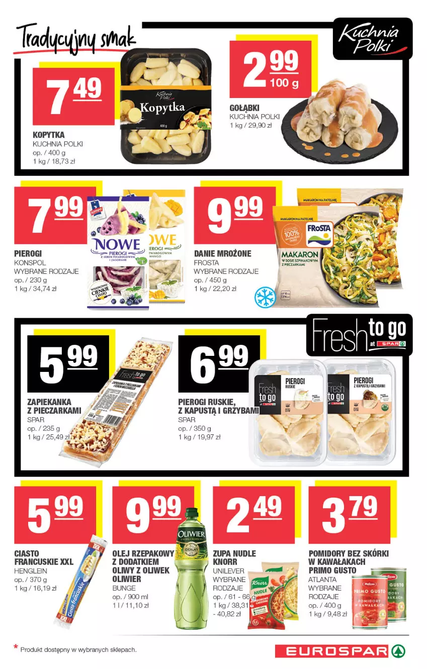 Gazetka promocyjna Spar - EuroSpar - ważna 01.06 do 11.06.2025 - strona 9 - produkty: Frosta, Kapustą, Kawa, Knorr, Kopytka, Kuchnia, Makaron, Olej, Olej rzepakowy, Piec, Pieczarka, Pierogi, Pomidory, Zapiekanka, Zupa