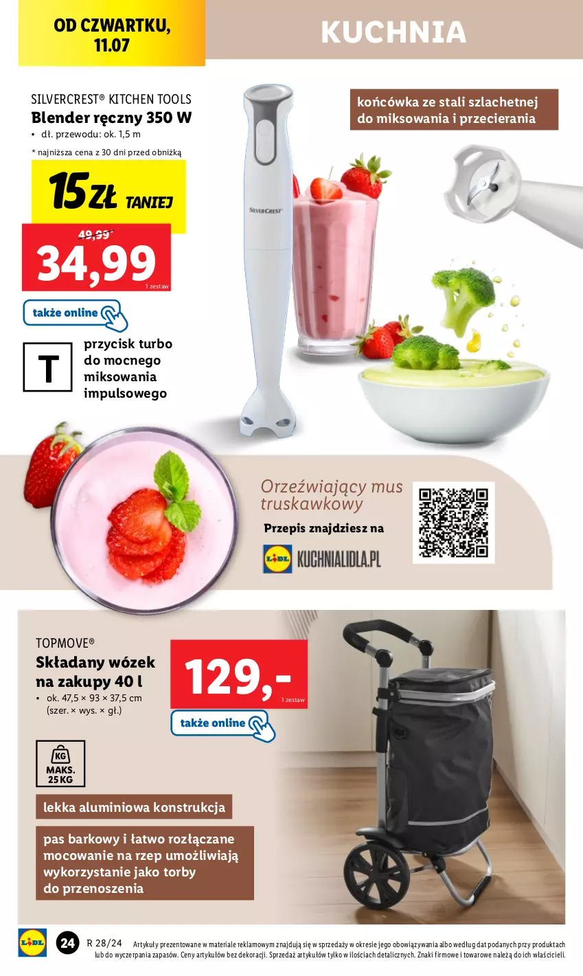 Gazetka promocyjna Lidl - GAZETKA - ważna 08.07 do 13.07.2024 - strona 26 - produkty: Blender, Blender ręczny, Kuchnia, Mus, Silvercrest, Top, Wózek, Wózek na zakupy