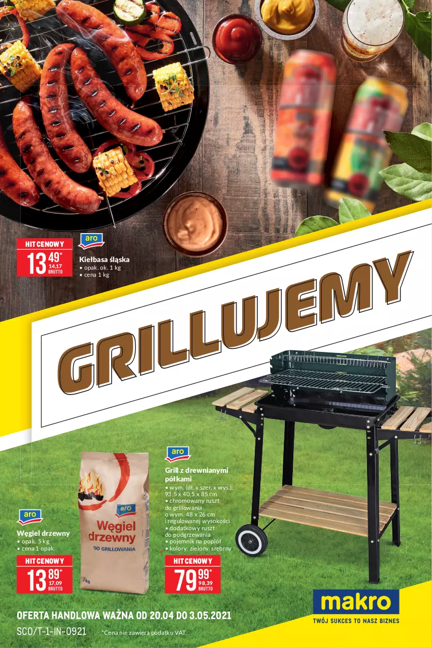 Gazetka promocyjna Makro - [Oferta specjalna] Sezon grillowy 2021 - ważna 19.04 do 03.05.2021 - strona 1 - produkty: Grill, Kiełbasa, Kiełbasa śląska, Pojemnik, Półka, Sok, Węgiel drzewny