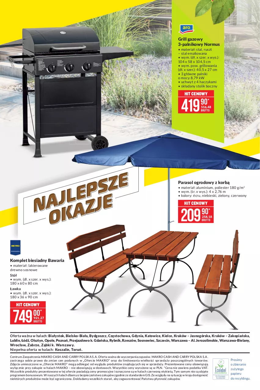 Gazetka promocyjna Makro - [Oferta specjalna] Sezon grillowy 2021 - ważna 19.04 do 03.05.2021 - strona 28 - produkty: Gra, Grill, Grill gazowy, Haczyk, Kosz, Lakier, Mus, Papier, Parasol, Piec, Rum, Sos, Stół, Stolik, Szal