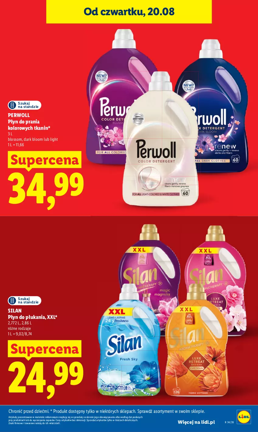 Gazetka promocyjna Lidl - Gazetka ważna od 20.08 do 22.08 - ważna 20.08 do 22.08.2026 - strona 31 - produkty: Perwoll, Płyn do płukania, Płyn do prania, Silan