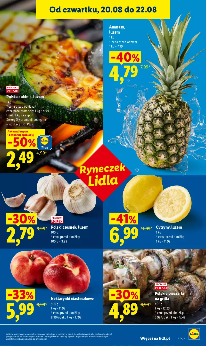 Gazetka promocyjna Lidl - Gazetka ważna od 20.08 do 22.08 - ważna 20.08 do 22.08.2026 - strona 45 - produkty: Ananas, Cytryny, Czosnek, Grill, Nektar, Piec