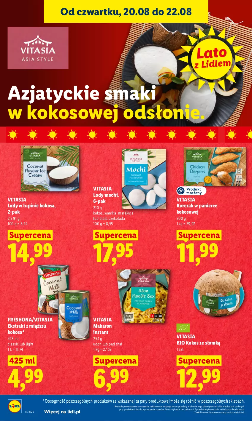 Gazetka promocyjna Lidl - Gazetka ważna od 20.08 do 22.08 - ważna 20.08 do 22.08.2026 - strona 50 - produkty: Czekolada, Kokos, Kurczak, Lody, Makaron