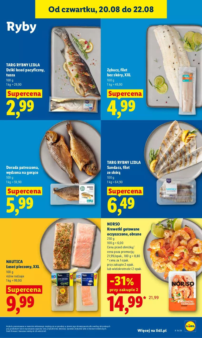 Gazetka promocyjna Lidl - Gazetka ważna od 20.08 do 22.08 - ważna 20.08 do 22.08.2026 - strona 69 - produkty: Krewetki, Piec, Sandacz, Tusz
