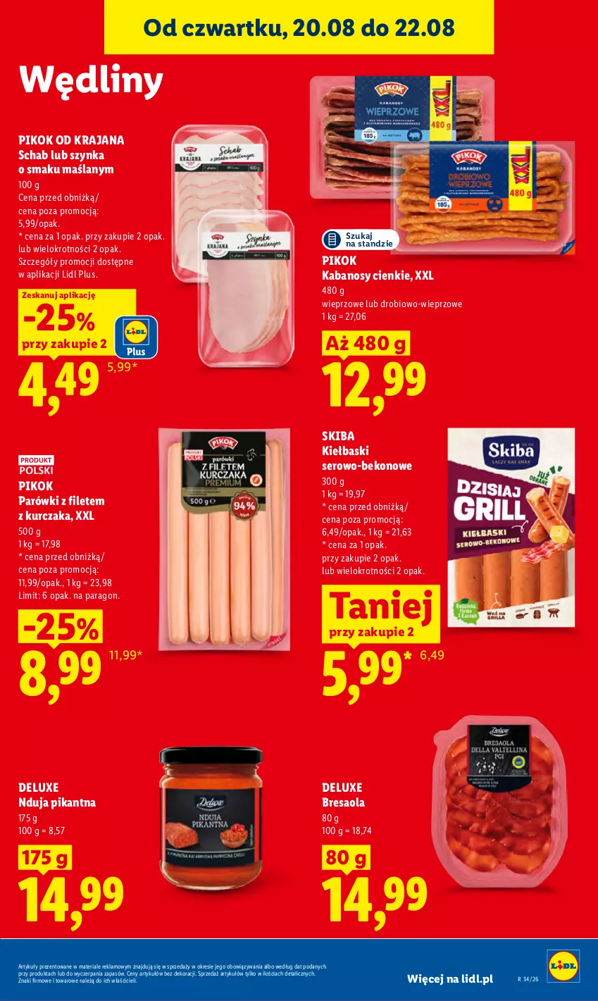 Gazetka promocyjna Lidl - Gazetka ważna od 20.08 do 22.08 - ważna 20.08 do 22.08.2026 - strona 71 - produkty: Beko, Bresaola, Kabanos, Kurczak, Parówki, PIKOK, Ser, Szynka