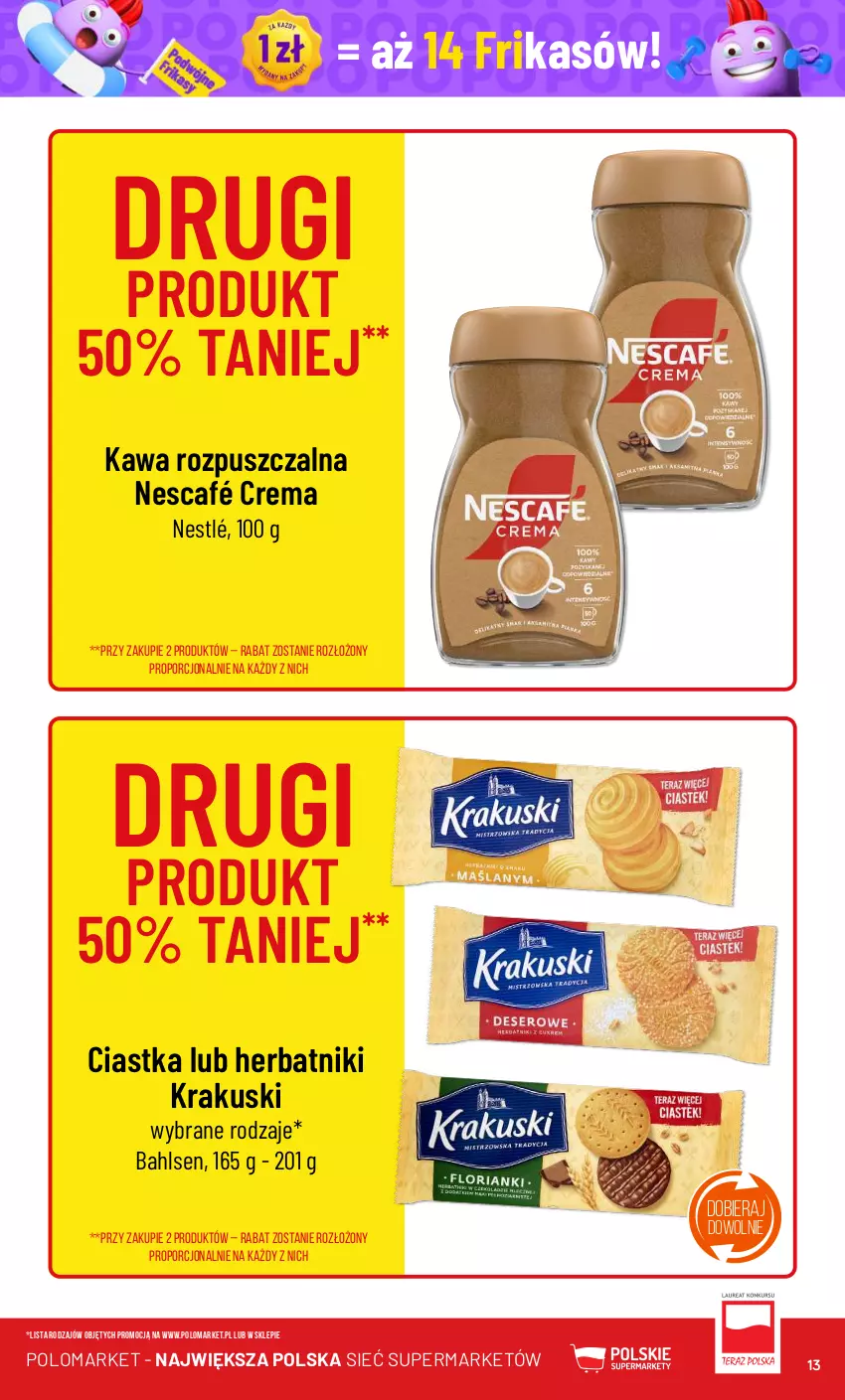 Gazetka promocyjna PoloMarket - Gazetka pomocyjna - ważna 26.06 do 02.07.2024 - strona 13 - produkty: Ciastka, Herbatniki, Kawa, Kawa rozpuszczalna, Krakus, Krakuski, Nescafé, Nestlé, Por