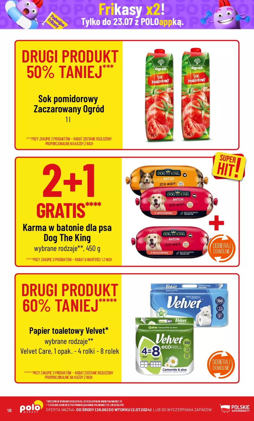 Gazetka promocyjna PoloMarket - Gazetka pomocyjna - ważna 26.06 do 02.07.2024 - strona 18 - produkty: Baton, Gra, Ogród, Papier, Papier toaletowy, Por, Rolki, Sok, Sok pomidorowy, Velvet