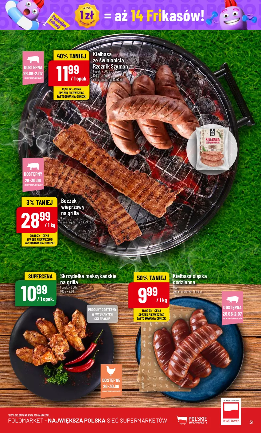 Gazetka promocyjna PoloMarket - Gazetka pomocyjna - ważna 26.06 do 02.07.2024 - strona 31 - produkty: BIC, Boczek, Boczek wieprzowy, Grill, Kiełbasa, Kiełbasa śląska