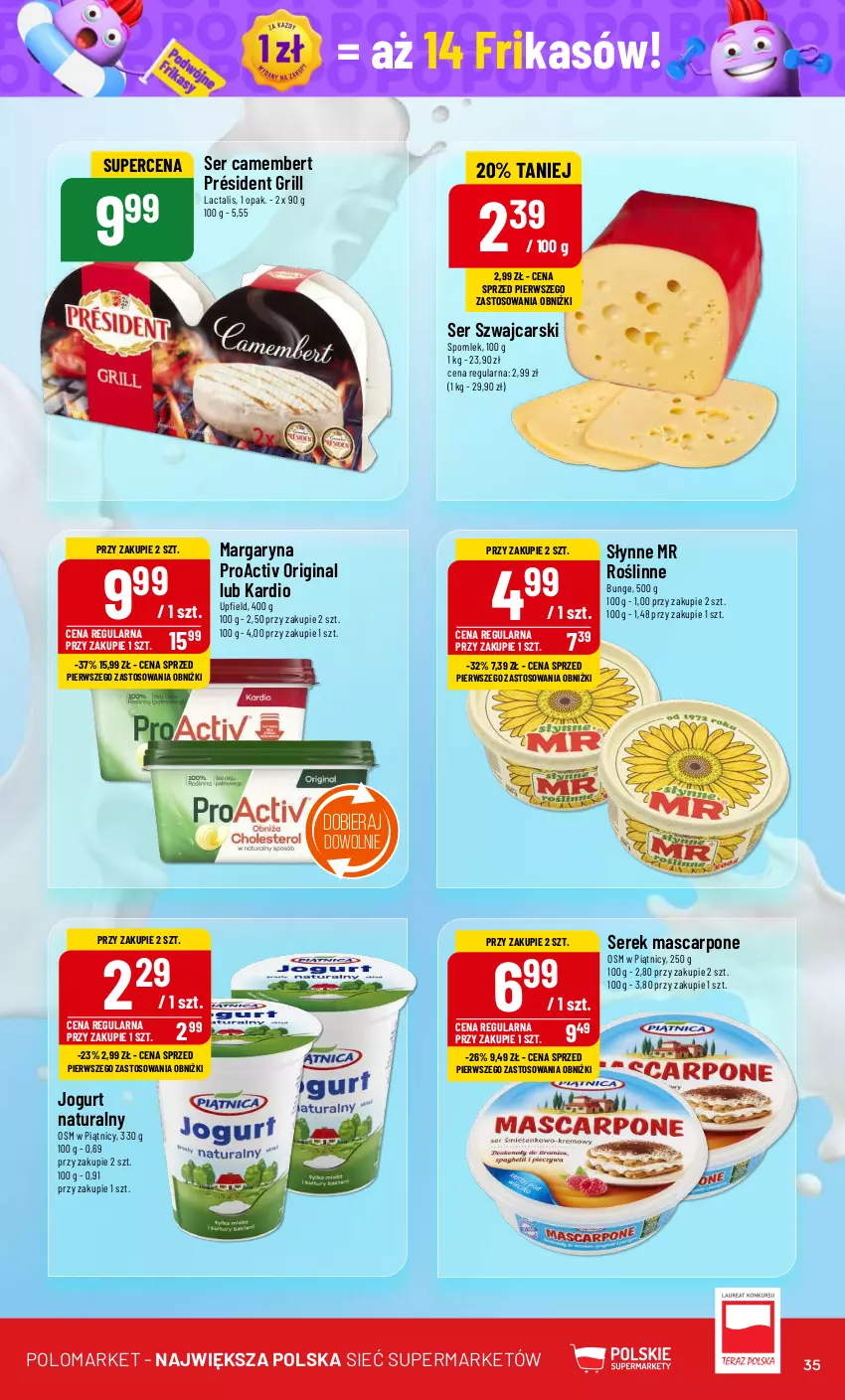 Gazetka promocyjna PoloMarket - Gazetka pomocyjna - ważna 26.06 do 02.07.2024 - strona 35 - produkty: Camembert, Cars, Gin, Grill, Jogurt, Jogurt naturalny, Margaryna, Mascarpone, Président, Ser, Serek, Słynne, Słynne MR Roślinne