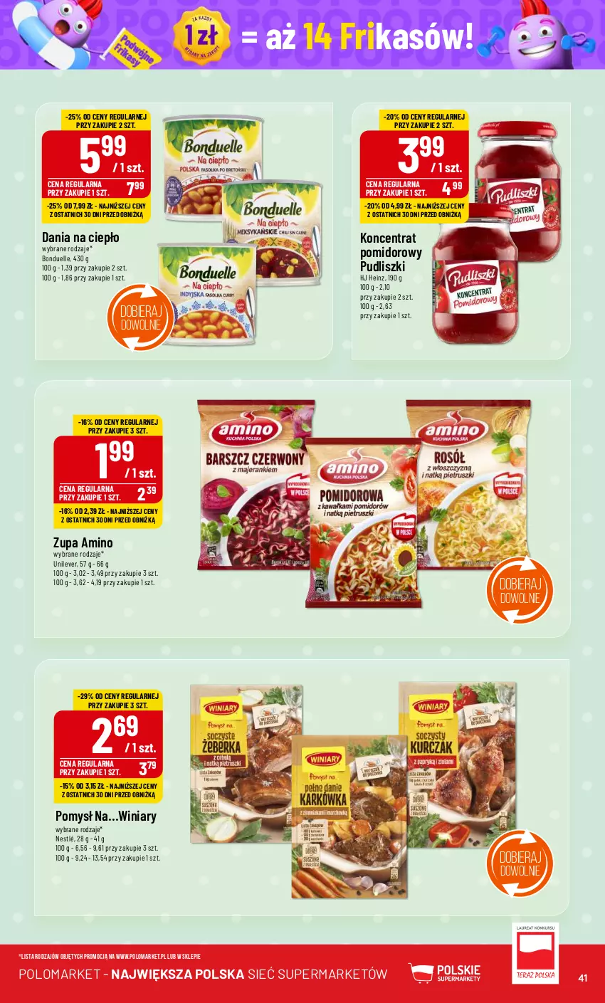 Gazetka promocyjna PoloMarket - Gazetka pomocyjna - ważna 26.06 do 02.07.2024 - strona 41 - produkty: Bonduelle, Heinz, Koncentrat pomidorowy, Nestlé, Pudliszki, Winiary, Zupa