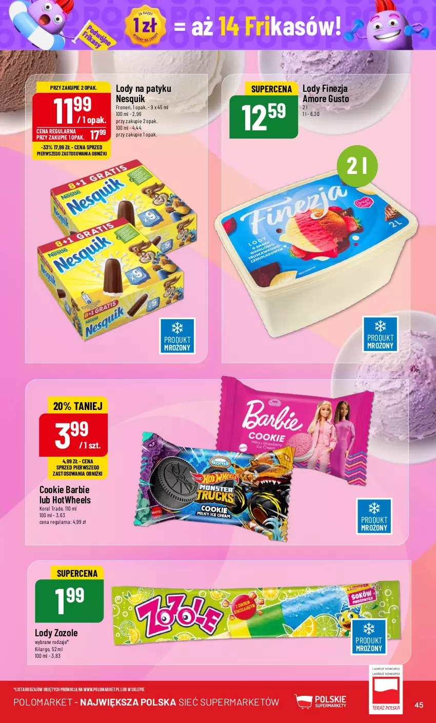 Gazetka promocyjna PoloMarket - Gazetka pomocyjna - ważna 26.06 do 02.07.2024 - strona 45 - produkty: Barbie, Lody, Nesquik