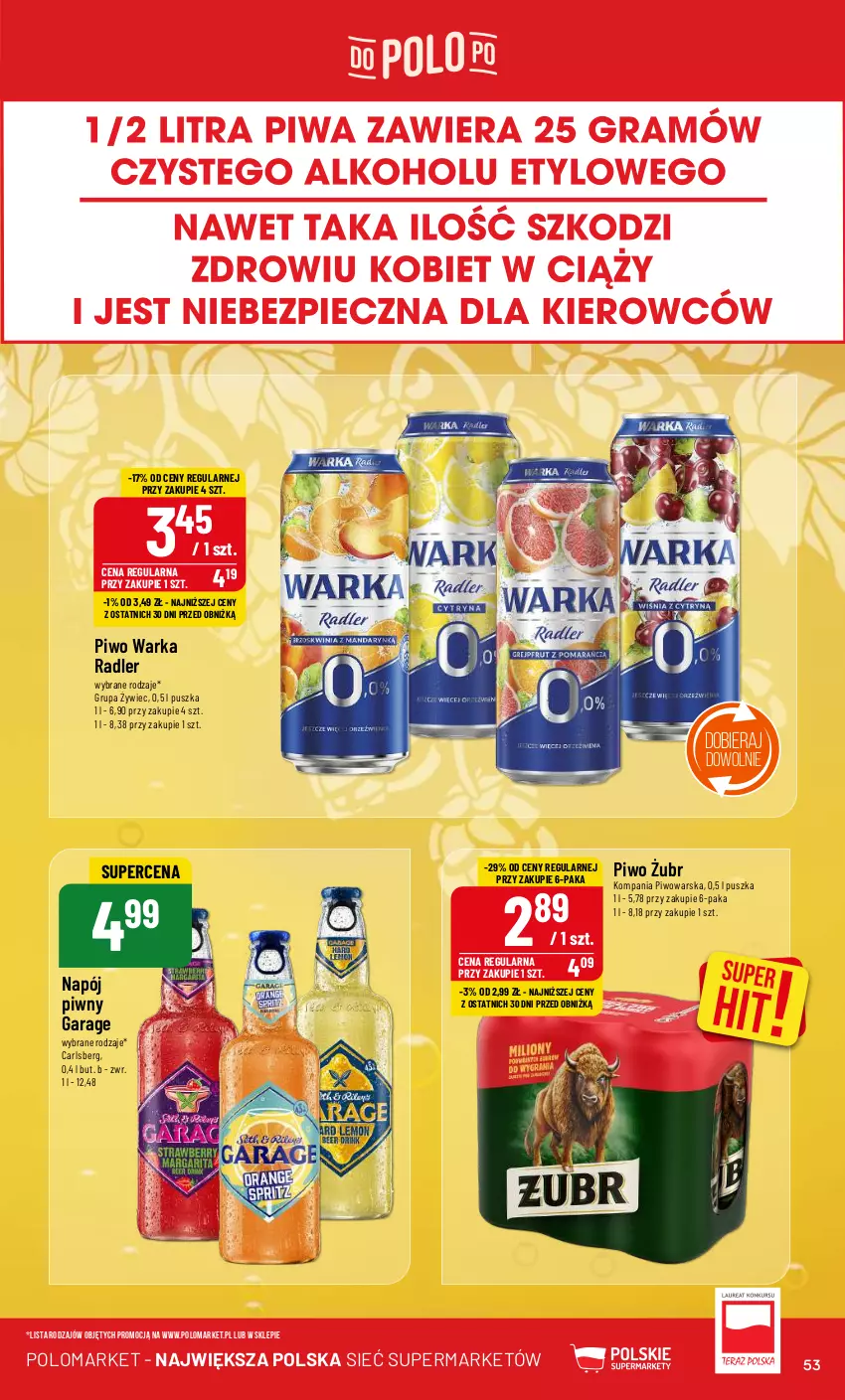 Gazetka promocyjna PoloMarket - Gazetka pomocyjna - ważna 26.06 do 02.07.2024 - strona 53 - produkty: Carlsberg, Napój, Piwo, Radler, Warka