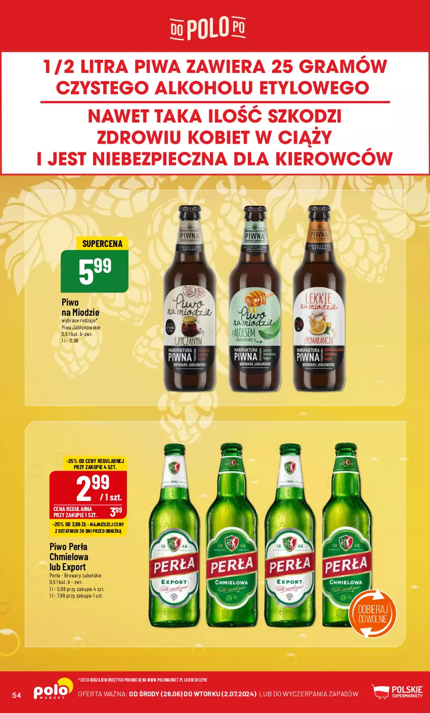 Gazetka promocyjna PoloMarket - Gazetka pomocyjna - ważna 26.06 do 02.07.2024 - strona 54 - produkty: Perła, Piwa, Piwo, Por