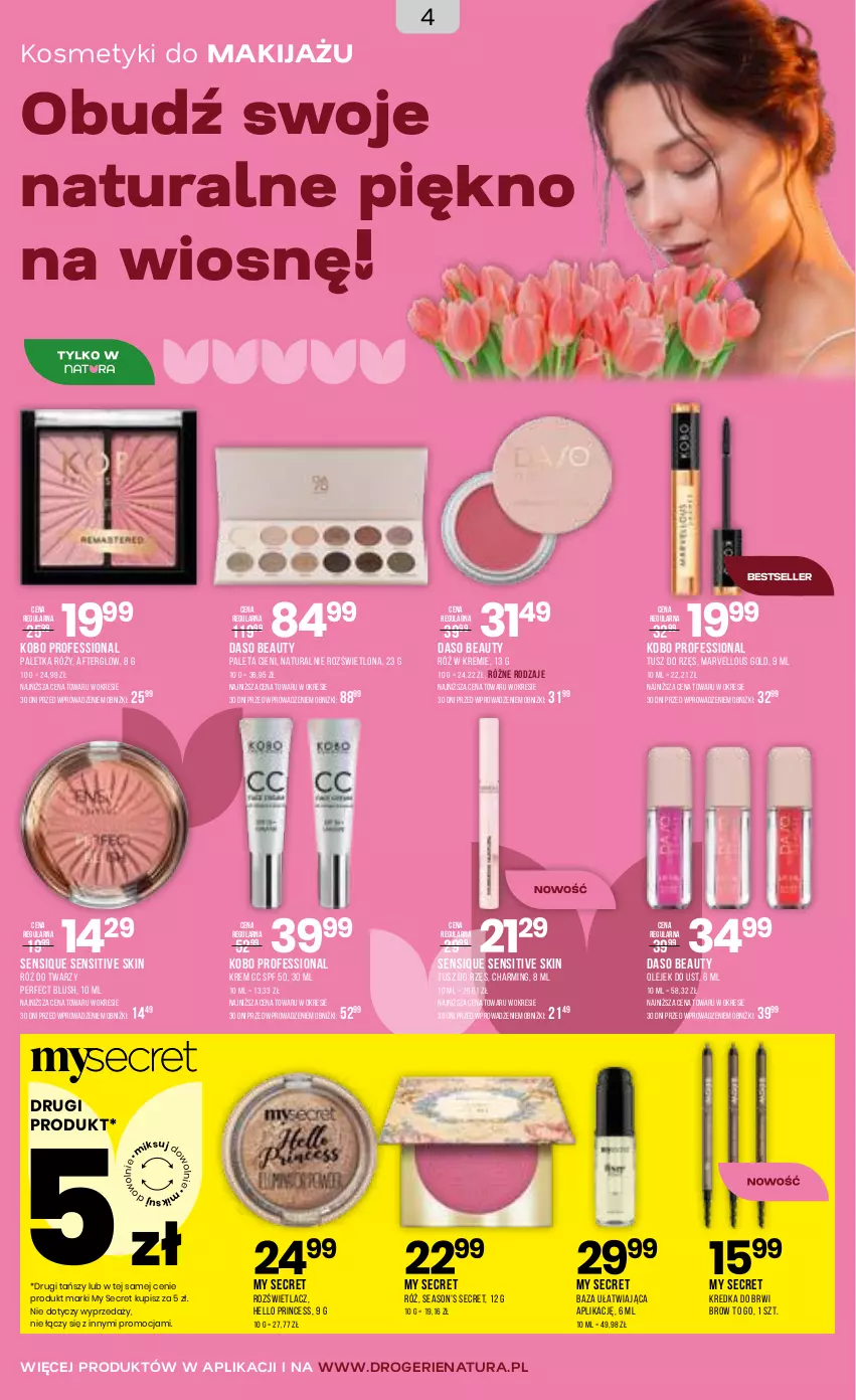 Gazetka promocyjna Drogerie Natura - Gazetka Drogerie Natura - ważna 31.03 do 16.04.2026 - strona 4 - produkty: KOBO, Kredka, Kredka do brwi, Makijaż, Olej, Paleta, Rozświetlacz, Tusz