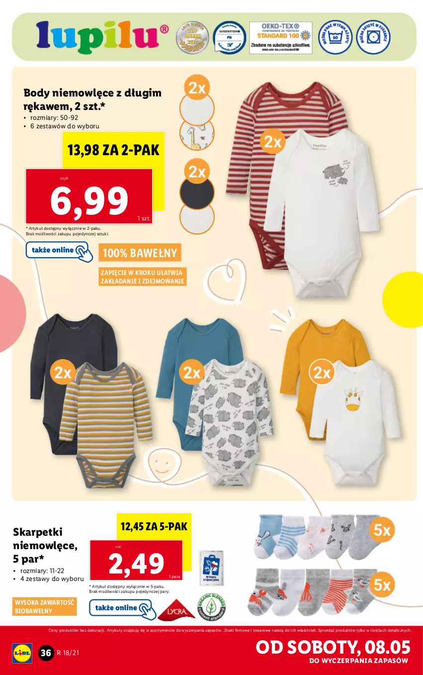 Gazetka promocyjna Lidl - GAZETKA - ważna 04.05 do 08.05.2021 - strona 36 - produkty: Body, Karp, Skarpetki, Sok