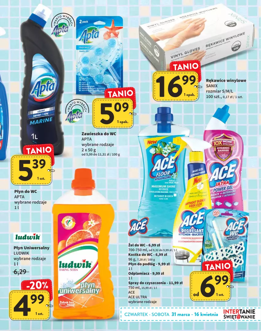 Gazetka promocyjna Intermarche - Wielkanoc - ważna 31.03 do 16.04.2022 - strona 21 - produkty: Gres, Kostka do wc, Ludwik, Odplamiacz, Płyn do wc, Rękawice, Rust, Spray do czyszczenia, Zawieszka do wc