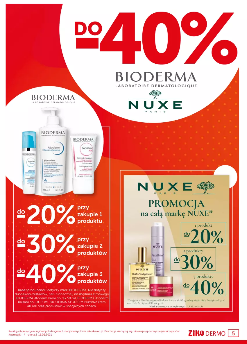 Gazetka promocyjna Ziko - 20 MAJA – 1 CZERWCA - ważna 02.06 do 16.06.2021 - strona 5 - produkty: Atoderm, Balsam do ust, Bioderma, Flora, Krem do rąk, Nuxe, Olej, Ser