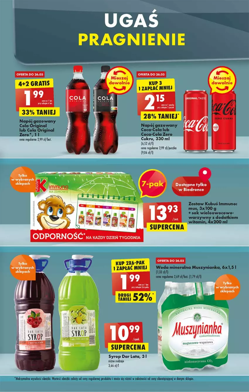 Gazetka promocyjna Biedronka - W tym tygodniu - ważna 24.03 do 30.03.2022 - strona 53 - produkty: Coca-Cola, Dron, Gin, Gra, Kubuś, Mus, Muszynianka, Napój, Napój gazowany, Sok, Syrop, Woda, Woda mineralna