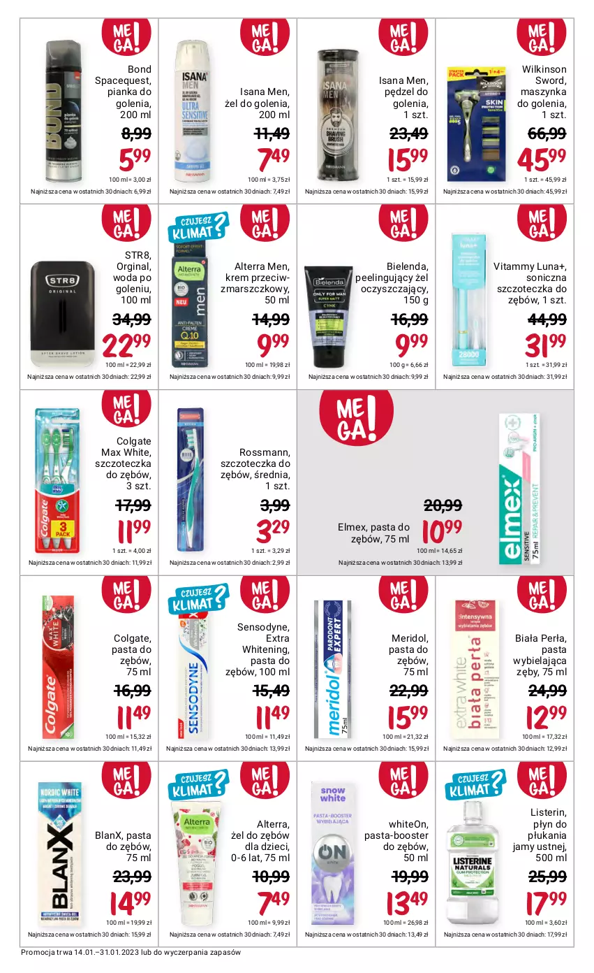 Gazetka promocyjna Rossmann - 14 stycznia - ważna 14.01 do 31.01.2023 - strona 7 - produkty: Alterra, Bielenda, Booster, Colgate, Dzieci, Elmex, Gin, Isana, Krem przeciwzmarszczkowy, LG, Mars, Maszynka, Maszynka do golenia, Pasta do zębów, Pędzel do golenia, Peeling, Perła, Pianka do golenia, Płyn do płukania, Płyn do płukania jamy ustnej, Sensodyne, Str8, Szczoteczka, Szczoteczka do zębów, Szynka, Wilkinson Sword, Woda, Woda po goleniu