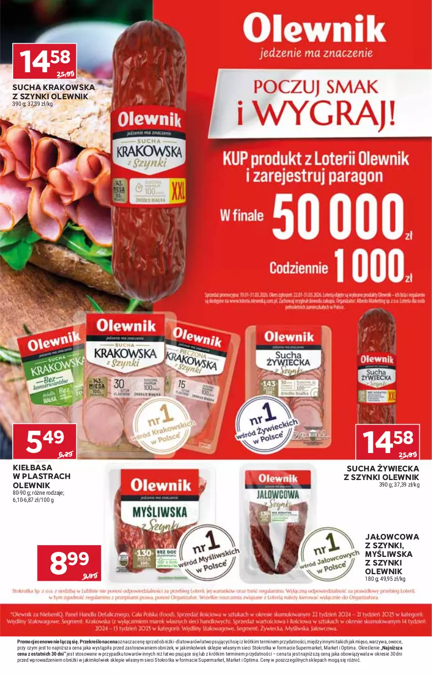 Gazetka promocyjna Stokrotka - Supermarket - ważna 22.01 do 28.01.2026 - strona 11 - produkty: Kiełbasa, Mięso, Olewnik, Optima, Owoce, Warzywa