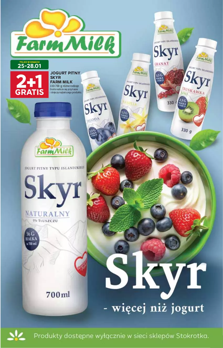 Gazetka promocyjna Stokrotka - Supermarket - ważna 22.01 do 28.01.2026 - strona 12 - produkty: Fa, Farm Milk, Gra, Jogurt, Jogurt pitny, Mięso, Optima, Owoce, Warzywa