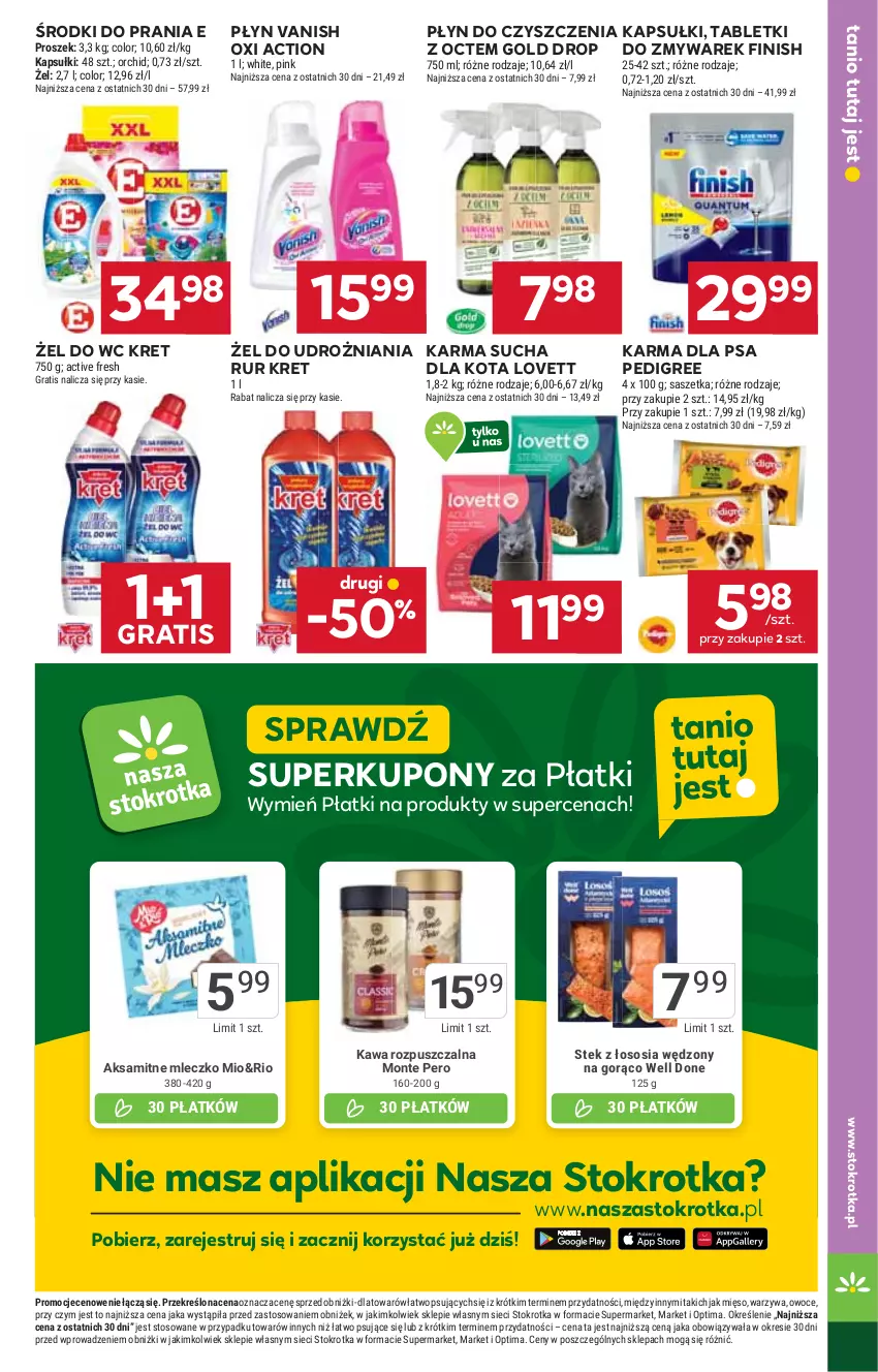 Gazetka promocyjna Stokrotka - Supermarket - ważna 22.01 do 28.01.2026 - strona 33 - produkty: Aksam, Finish, Gra, Kawa, Kawa rozpuszczalna, Kret, Mięso, Mleczko, Monte, Optima, Owoce, Pedigree, Sos, Stek, Tablet, Vanish, Warzywa