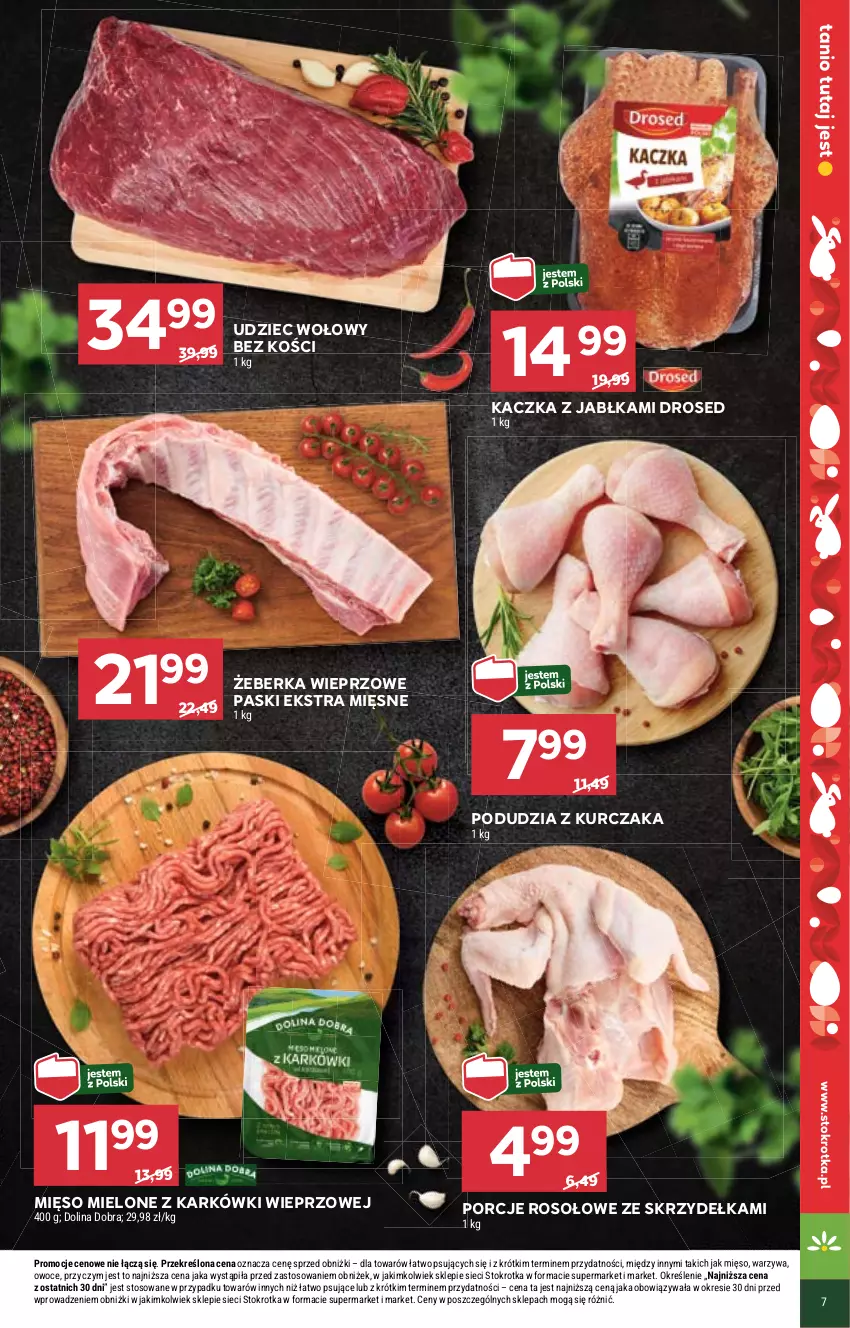 Gazetka promocyjna Stokrotka - Supermarket - ważna 14.03 do 20.03.2024 - strona 11 - produkty: Jabłka, Kaczka, Kurczak, Mięso, Mięso mielone, Owoce, Por, Udziec wołowy, Warzywa