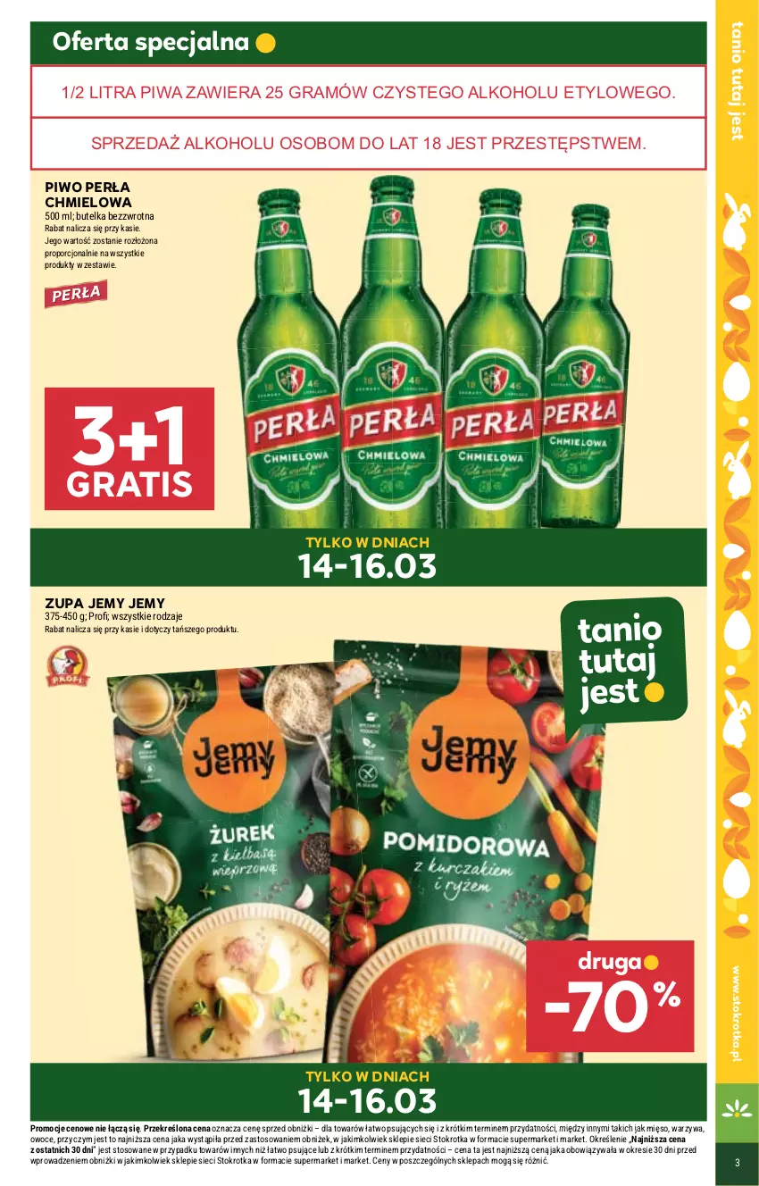 Gazetka promocyjna Stokrotka - Supermarket - ważna 14.03 do 20.03.2024 - strona 3 - produkty: Gra, Mięso, Owoce, Perła, Piwa, Piwo, Por, Warzywa, Zupa