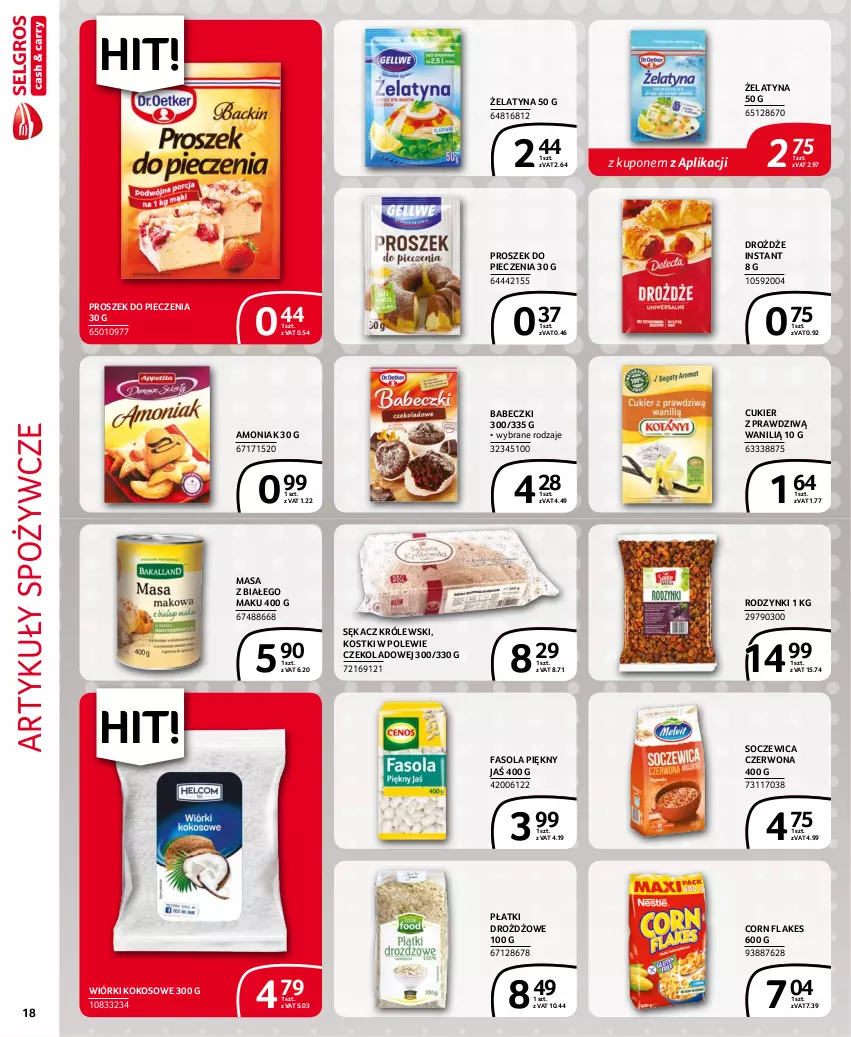 Gazetka promocyjna Selgros - Extra Oferta - ważna 01.10 do 31.10.2021 - strona 18 - produkty: Artykuły spożywcze, Babeczki, Corn flakes, Cukier, Drożdże, Fa, Fasola, Kokos, Królewski, Piec, Proszek do pieczenia, Rodzynki, Sękacz, Wiórki kokosowe