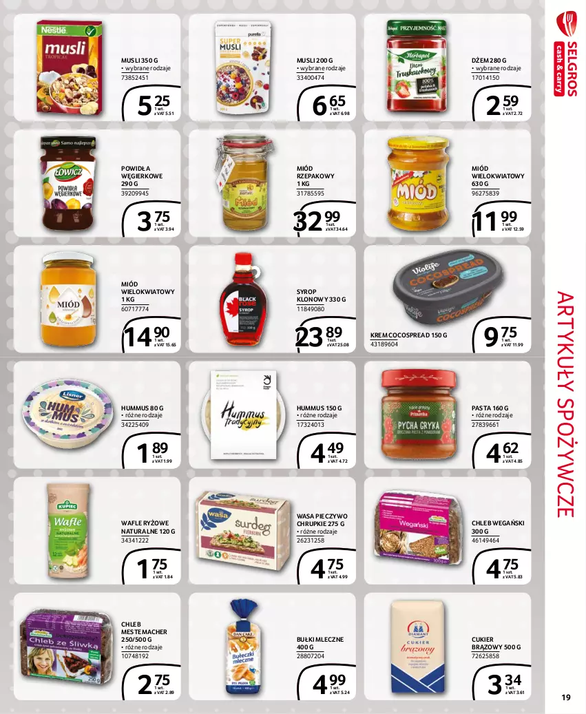 Gazetka promocyjna Selgros - Extra Oferta - ważna 01.10 do 31.10.2021 - strona 19 - produkty: Artykuły spożywcze, Chleb, Chrupki, Cukier, Dżem, Hummus, Miód, Mus, Piec, Pieczywo, Pieczywo chrupkie, Ryż, Syrop, Wafle, Wasa