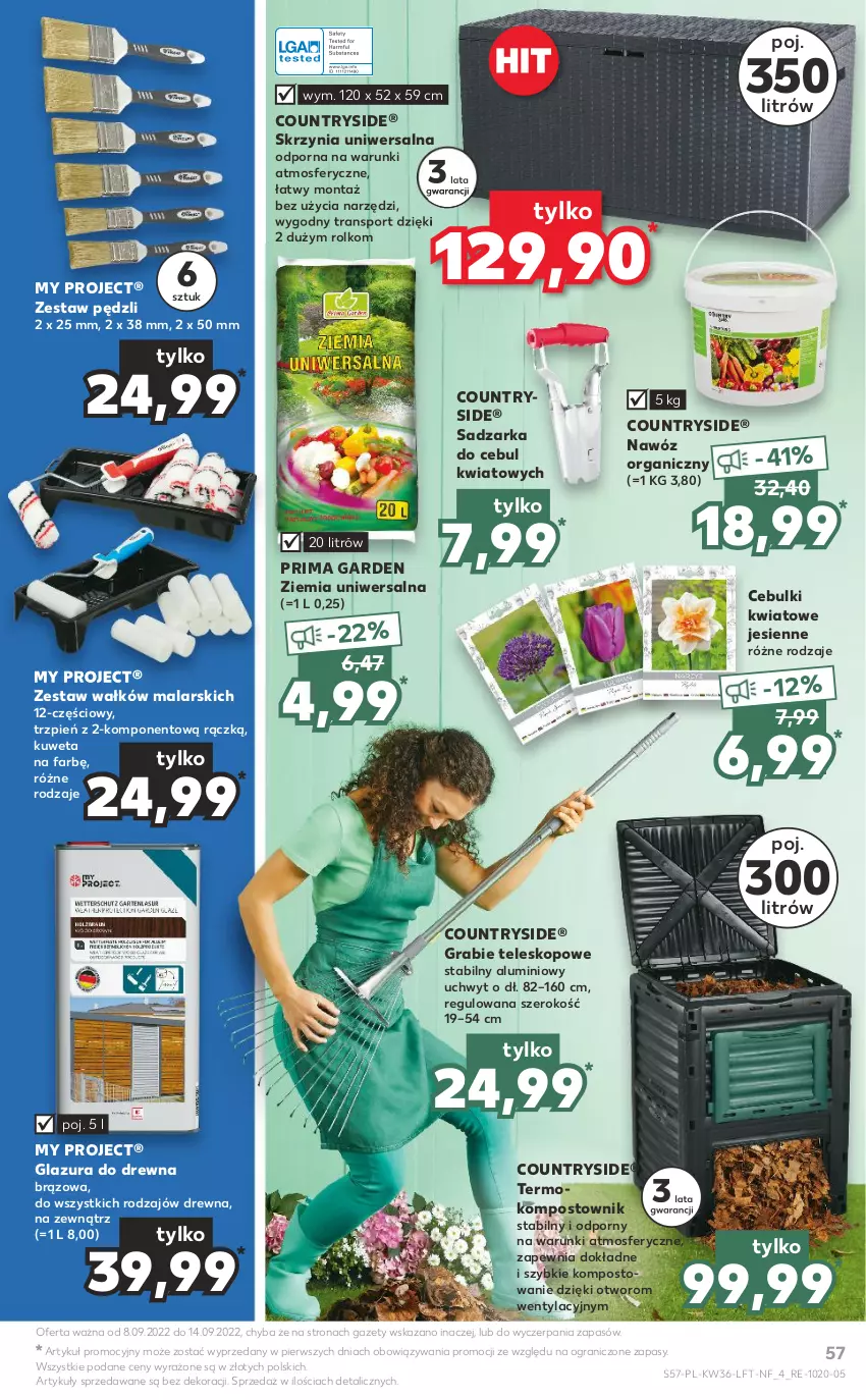 Gazetka promocyjna Kaufland - OFERTA TYGODNIA - ważna 08.09 do 14.09.2022 - strona 57 - produkty: Fa, Glazura, Gra, Kuweta, Lazur, Nawóz, Por, Prima, Sport, Teleskop, Tran, Zestaw pędzli