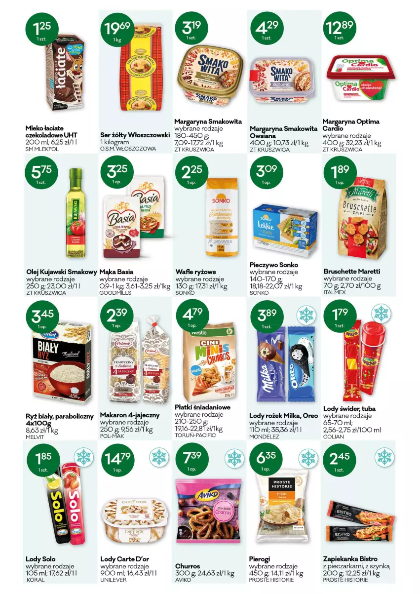 Gazetka promocyjna Groszek - Gazetka - ważna 15.07 do 27.07.2021 - strona 5 - produkty: Basia, Bruschette, Carte d'Or, Cif, Danio, Gra, Kujawski, Lody, Mąka, Makaron, Margaryna, Melvit, Milka, Mleko, Olej, Optima, Oreo, Piec, Pieczarka, Pieczywo, Pierogi, Ryż, Ryż biały, Ser, Smakowita, Sonko, Wafle, Włoszczowski, Zapiekanka