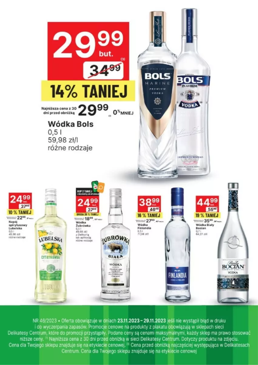 Gazetka promocyjna Delikatesy Centrum - ważna 23.11 do 29.11.2023 - strona 1 - produkty: Bols, Wódka