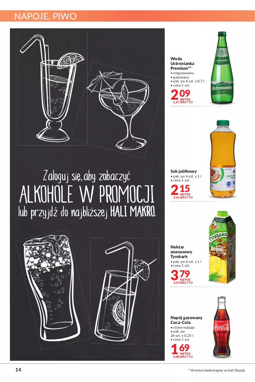 Gazetka promocyjna Makro - [Oferta promocyjna] Artykuły spożywcze i przemysłowe - ważna 04.05 do 16.05.2022 - strona 14 - produkty: Ananas, Coca-Cola, Napój, Napój gazowany, Napoje, Nektar, Piwo, Sok, Sok jabłkowy, Tymbark, Woda