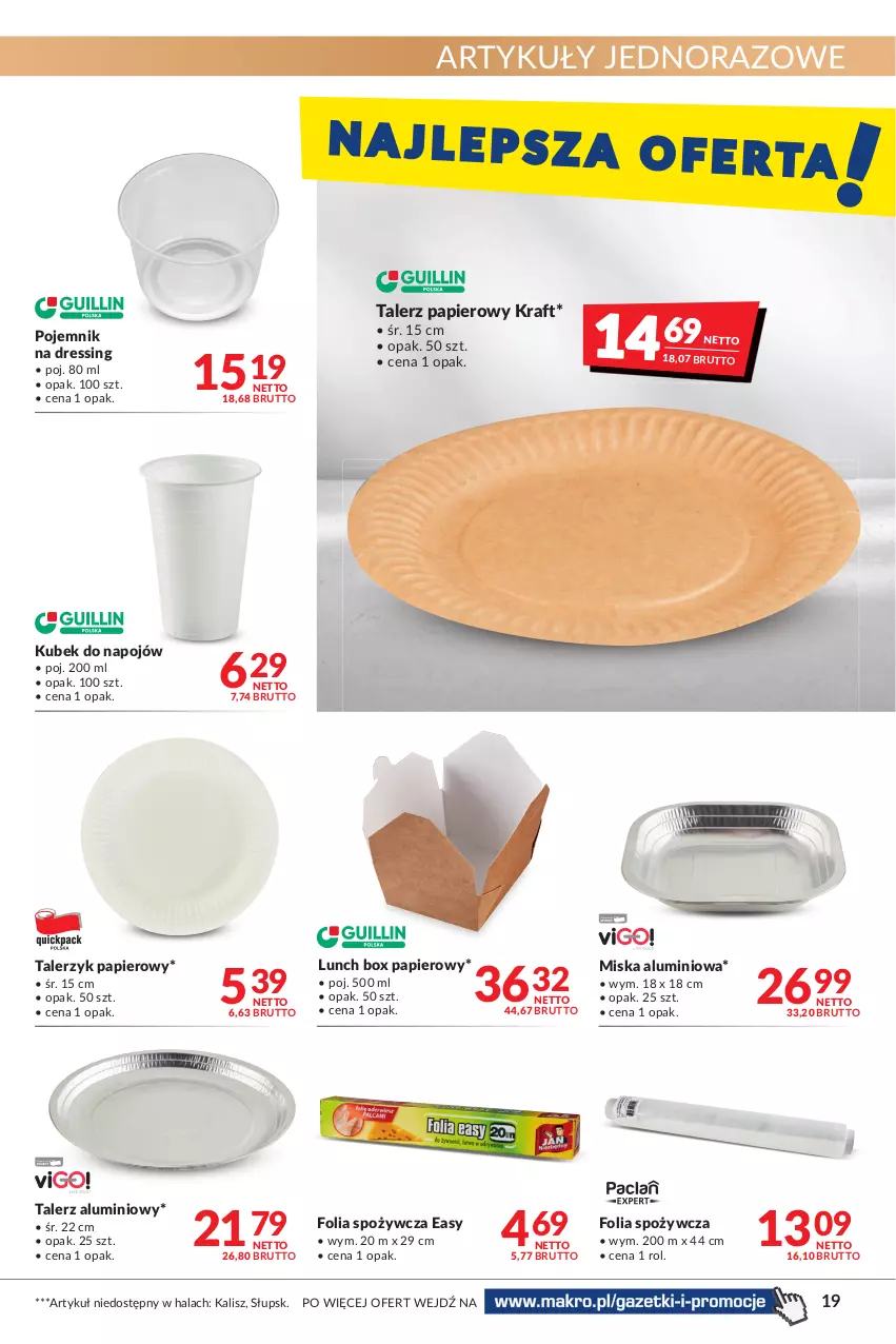 Gazetka promocyjna Makro - [Oferta promocyjna] Artykuły spożywcze i przemysłowe - ważna 04.05 do 16.05.2022 - strona 19 - produkty: Dres, Kubek, Lunch box, Miska, Papier, Pojemnik, Talerz, Talerz papierowy, Talerzyk