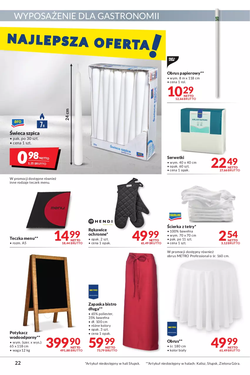 Gazetka promocyjna Makro - [Oferta promocyjna] Artykuły spożywcze i przemysłowe - ważna 04.05 do 16.05.2022 - strona 22 - produkty: Metro, Obrus, Papier, Por, Rękawice, Rękawice ochronne, Ser, Serwetki, Szpic, Waga, Wełna