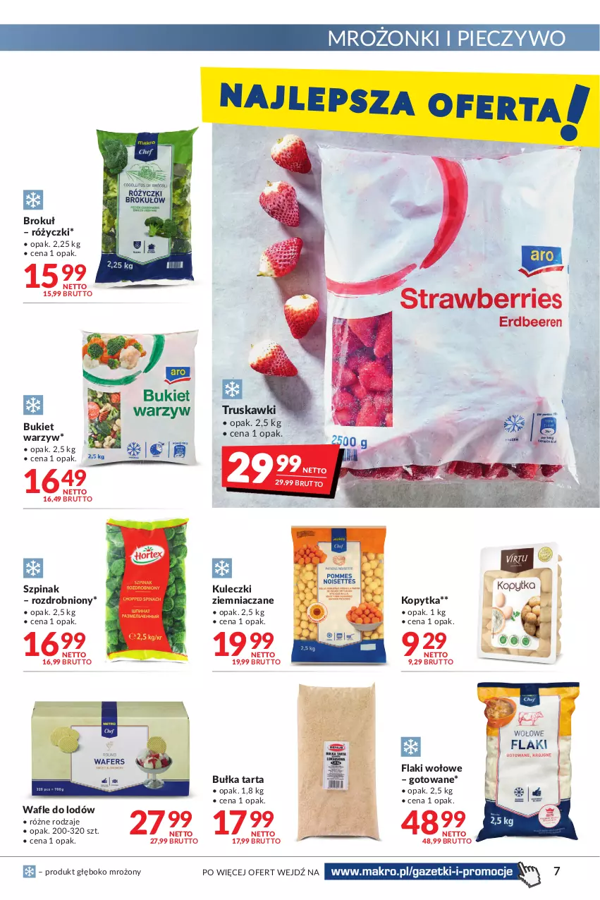 Gazetka promocyjna Makro - [Oferta promocyjna] Artykuły spożywcze i przemysłowe - ważna 04.05 do 16.05.2022 - strona 7 - produkty: Bukiet, Bukiet warzyw, Bułka, Bułka tarta, Flaki, Flaki wołowe, Kopytka, Piec, Pieczywo, Szpinak, Tarta, Truskawki, Wafle, Wafle do lodów