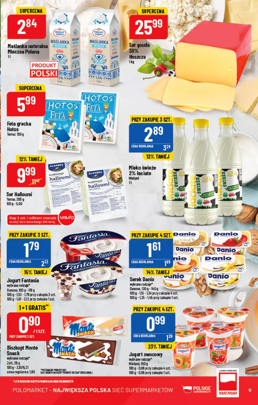 Gazetka promocyjna PoloMarket - Gazetka pomocyjna - ważna 18.05 do 24.05.2022 - strona 9 - produkty: Danio, Danone, Fa, Fanta, Feta, Gra, Jogurt, Jogurt owocowy, Koc, LANA, Maślanka, Mleko, Monte, Ser, Serek, Zott