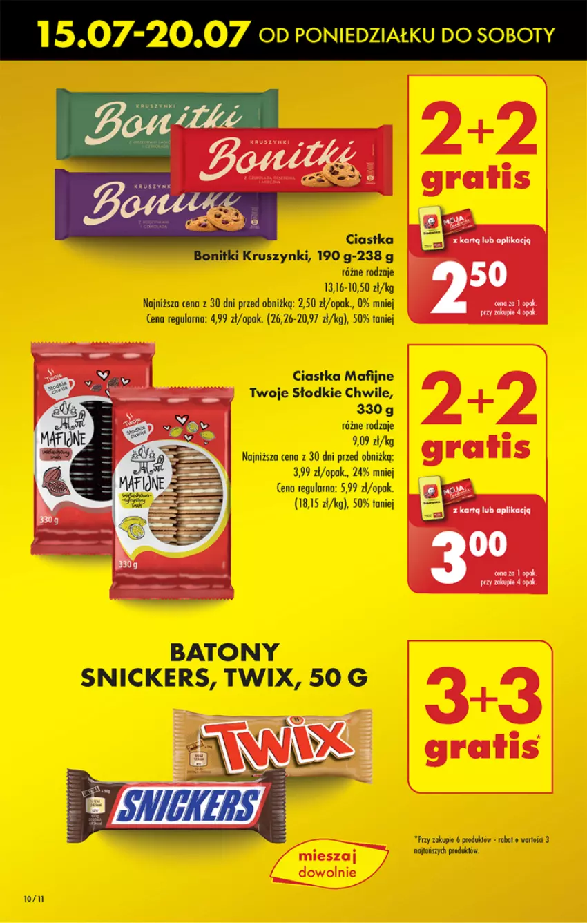 Gazetka promocyjna Biedronka - Od poniedzialku - ważna 15.07 do 20.07.2024 - strona 11 - produkty: Baton, Bonitki, Ciastka, Snickers, Twix