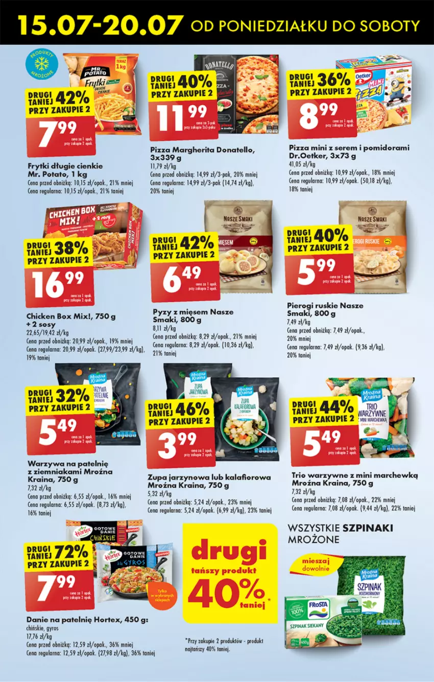 Gazetka promocyjna Biedronka - Od poniedzialku - ważna 15.07 do 20.07.2024 - strona 31 - produkty: Frytki, Hortex, Kalafior, Pierogi, Pizza, Pizza margherita, Ser, Sos, Szpinak, Warzywa, Zupa