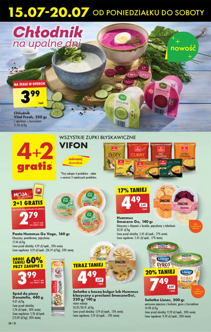 Gazetka promocyjna Biedronka - Od poniedzialku - ważna 15.07 do 20.07.2024 - strona 34 - produkty: Bulgur, Fa, Gra, Gyros, Hummus, Kurczak, LG, Lisner, Mus, Sałat, Sałatka, Tera