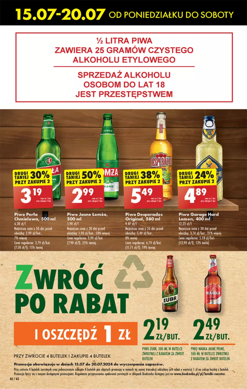 Gazetka promocyjna Biedronka - Od poniedzialku - ważna 15.07 do 20.07.2024 - strona 46 - produkty: Dron, Gin, Perła, Piwo, Rama, Warka