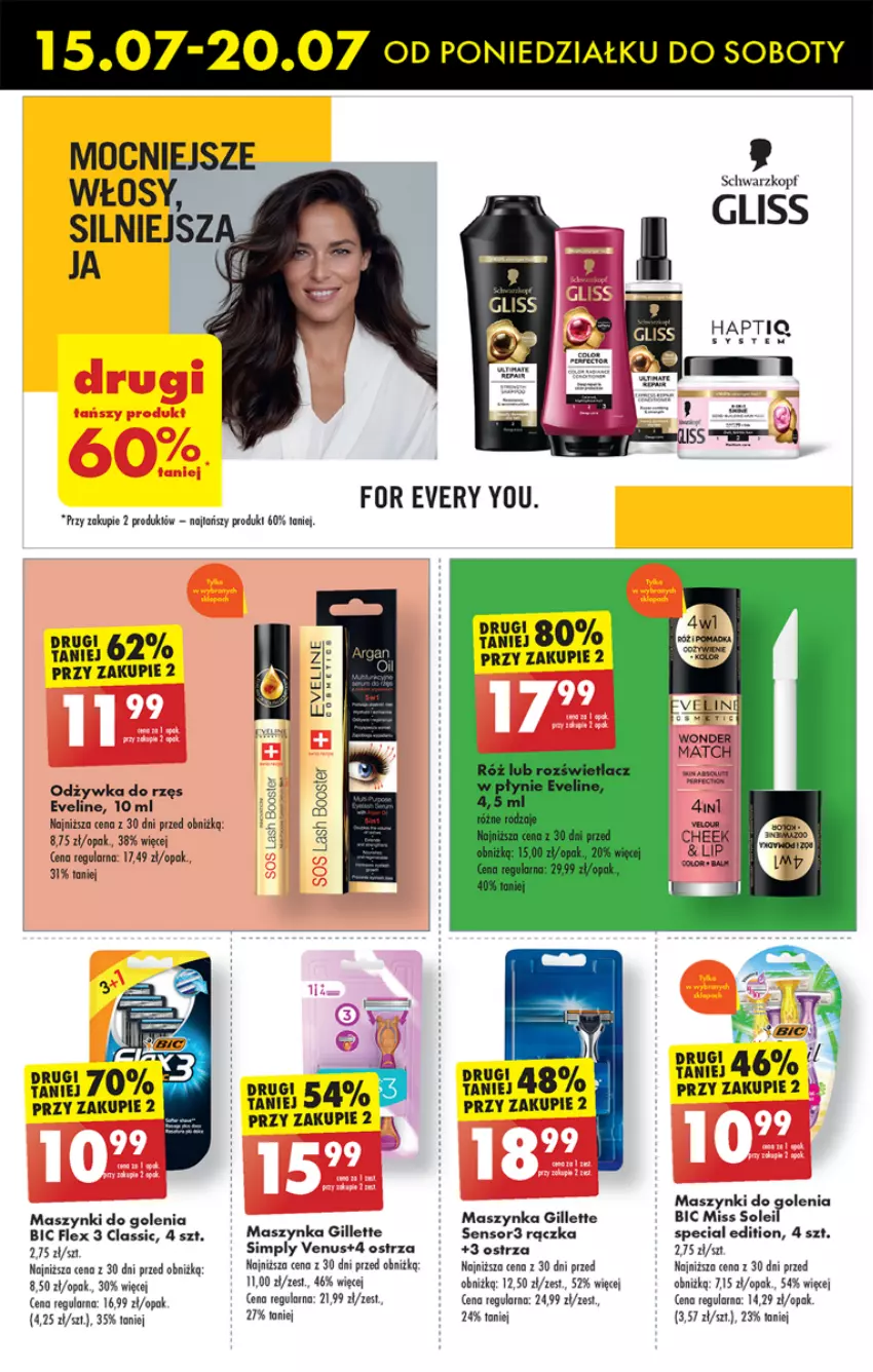 Gazetka promocyjna Biedronka - Od poniedzialku - ważna 15.07 do 20.07.2024 - strona 56 - produkty: BIC, Eveline, Fa, Gillette, Maszynka, Rozświetlacz, Szynka, Venus