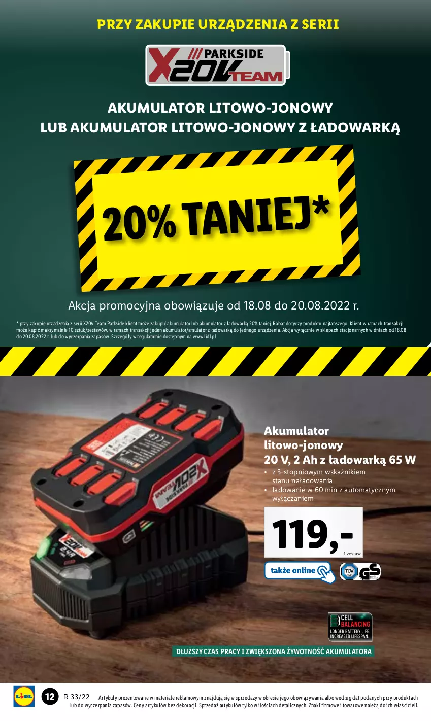 Gazetka promocyjna Lidl - GAZETKA - ważna 16.08 do 20.08.2022 - strona 14 - produkty: Akumulator, Parkside, Rama, Ser, Top, Tran