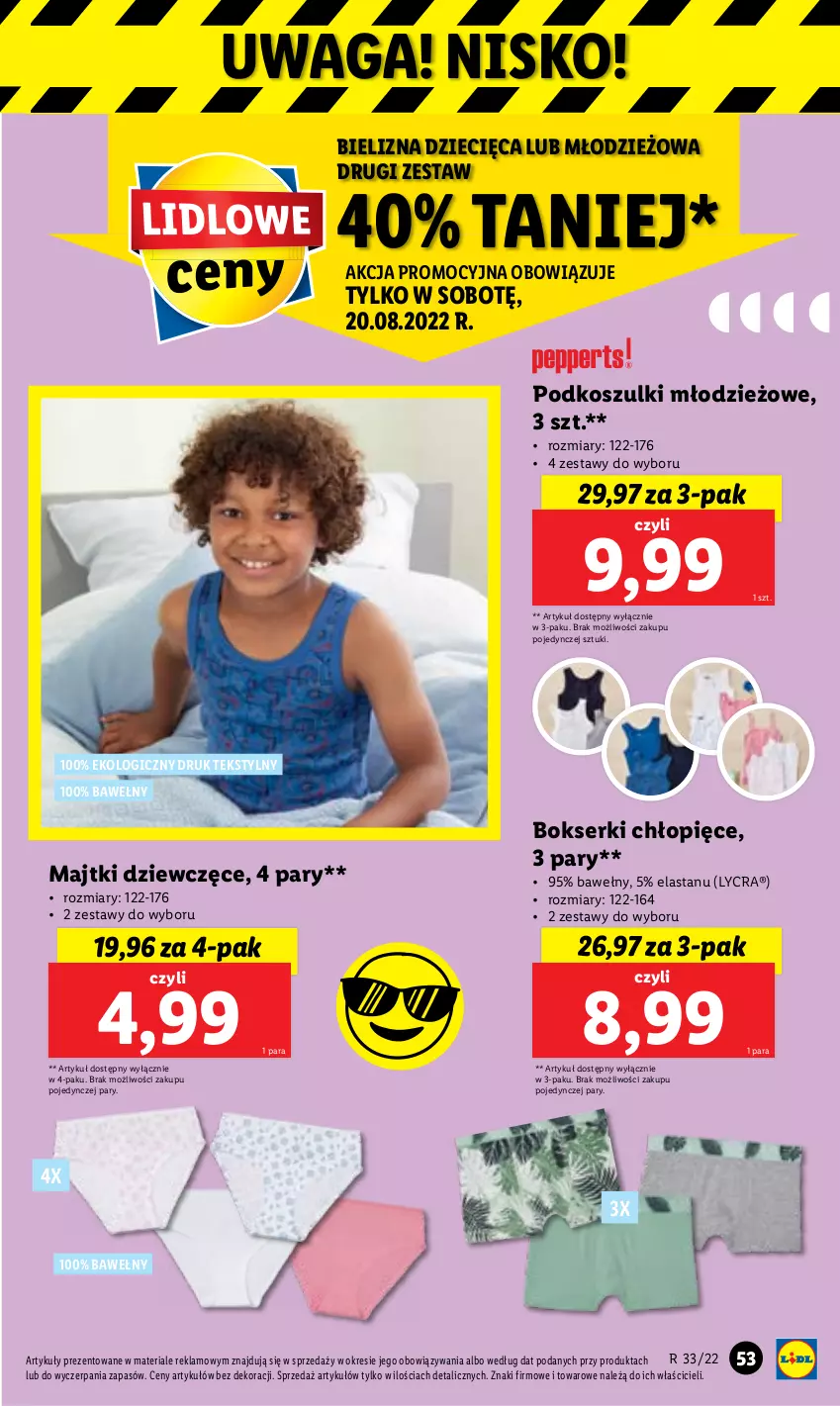 Gazetka promocyjna Lidl - GAZETKA - ważna 16.08 do 20.08.2022 - strona 55 - produkty: Bielizna, Bokserki, Dzieci, Kosz, Majtki, Ser, Waga