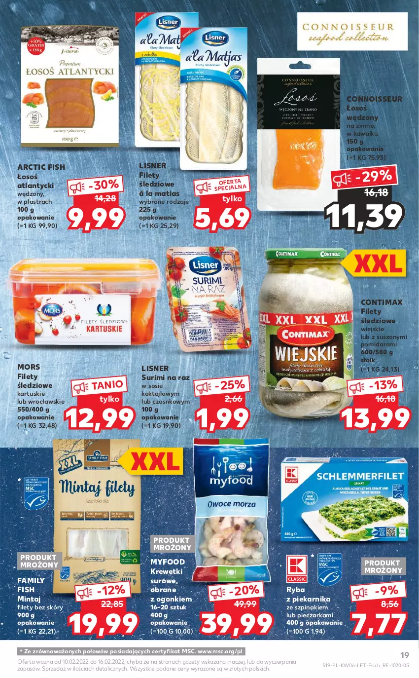 Gazetka promocyjna Kaufland - OFERTA TYGODNIA - ważna 10.02 do 16.02.2022 - strona 19 - produkty: Fa, Kawa, Krewetki, Lisner, Mintaj, Piec, Pieczarka, Piekarnik, Ryba, Ryba z piekarnika, Sos, Surimi, Szpinak