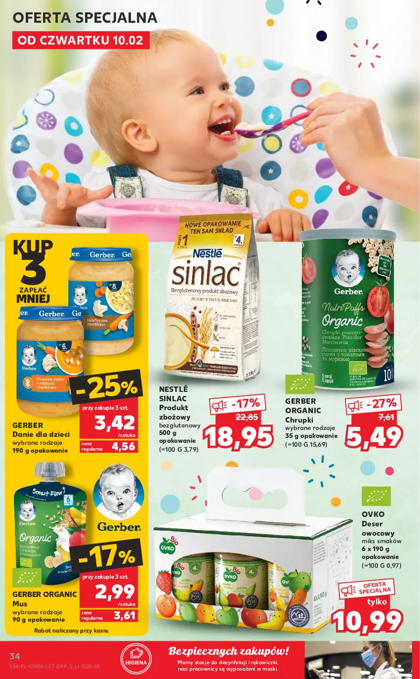 Gazetka promocyjna Kaufland - OFERTA TYGODNIA - ważna 10.02 do 16.02.2022 - strona 34 - produkty: Chrupki, Danie dla dzieci, Deser, Deser owocowy, Dzieci, Gerber, Mus, Nestlé, Piec, Ser, Sinlac